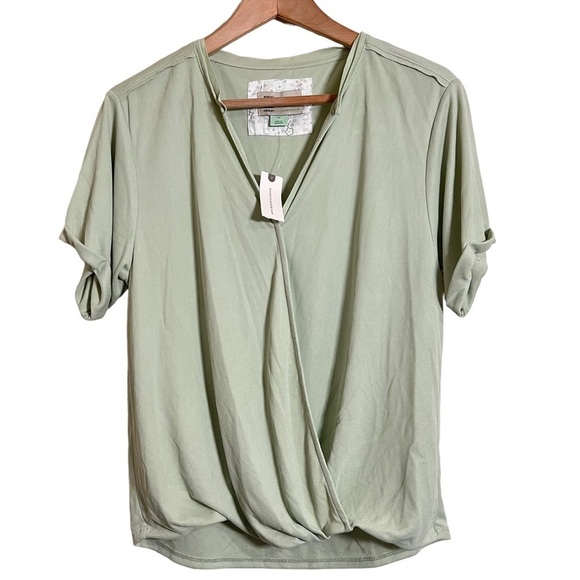 EUC Saturday Sunday Anthropologie Mint Green Wrap Style Top - Picture 1 of 3
